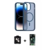 MARSİLYAN™- iPhone 14 Kılıf Siluet Minimal Prime - Şeffaf 360 Full Body Arka Koruyucu + PVD Metal Kamera Lens - TU
