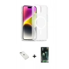MARSİLYAN™- iPhone 14 Kılıf Siluet Minimal Prime - Şeffaf 360 Full Body Arka Koruyucu + Diamond Kamera Lens - YL