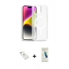 MARSİLYAN™- iPhone 14 Kılıf Siluet Minimal Prime - Şeffaf Pasifik Cam Ekran Koruyucu + Diamond Kamera Lens - SABE