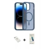 MARSİLYAN™- iPhone 14 Kılıf Siluet Minimal Prime - Şeffaf Pasifik Cam Ekran Koruyucu + Diamond Kamera Lens - SABE