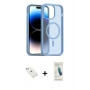 MARSİLYAN™- iPhone 14 Kılıf Siluet Minimal Prime - Şeffaf Pasifik Cam Ekran Koruyucu + Diamond Kamera Lens - SABE