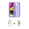 MARSİLYAN™- iPhone 14 Kılıf Siluet Minimal Prime - Şeffaf Pasifik Cam Ekran Koruyucu + Gold Shine Kamera Lens