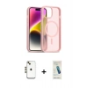 MARSİLYAN™- iPhone 14 Kılıf Siluet Minimal Prime - Şeffaf Pasifik Cam Ekran Koruyucu + Gold Shine Kamera Lens