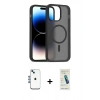 MARSİLYAN™- iPhone 14 Kılıf Siluet Minimal Prime - Şeffaf Pasifik Cam Ekran Koruyucu + Shine Kamera Lens - MI