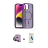 MARSİLYAN™- iPhone 14 Kılıf Siluet Minimal Prime - Şeffaf Pasifik Cam Ekran Koruyucu + Raze Metal Kamera Lens - MR