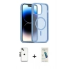 MARSİLYAN™- iPhone 14 Kılıf Siluet Minimal Prime - Şeffaf Pasifik Cam Ekran Koruyucu + Siyah Shine Kamera Lens
