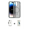 MARSİLYAN™- iPhone 14 Kılıf Siluet Minimal Prime - Şeffaf Pasifik Cam Ekran Koruyucu + Siyah Shine Kamera Lens