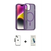 MARSİLYAN™- iPhone 14 Kılıf Siluet Minimal Prime - Şeffaf Pasifik Cam Ekran Koruyucu + Siyah Shine Kamera Lens