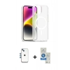 MARSİLYAN™- iPhone 14 Kılıf Siluet Minimal Prime - Şeffaf Royal Nano Ekran Koruyucu + Shine Kamera Lens - MI
