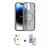 MARSİLYAN™- iPhone 14 Kılıf Siluet Minimal Prime - Şeffaf Royal Nano Ekran Koruyucu + Shine Kamera Lens - MI