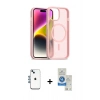 MARSİLYAN™- iPhone 14 Kılıf Siluet Minimal Prime - Şeffaf Royal Nano Ekran Koruyucu + Shine Kamera Lens - MI