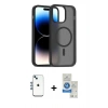 MARSİLYAN™- iPhone 14 Kılıf Siluet Minimal Prime - Şeffaf Royal Nano Ekran Koruyucu + Shine Kamera Lens - MI