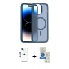 MARSİLYAN™- iPhone 14 Kılıf Siluet Minimal Prime - Şeffaf Royal Nano Ekran Koruyucu + Shine Kamera Lens - MI