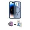 MARSİLYAN™- iPhone 14 Kılıf Siluet Minimal Prime - Şeffaf Royal Nano Ekran Koruyucu + Raze Metal Kamera Lens - SH