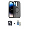 MARSİLYAN™- iPhone 14 Kılıf Siluet Minimal Prime - Şeffaf Royal Nano Ekran Koruyucu + PVD Metal Kamera Lens - SH