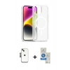 MARSİLYAN™- iPhone 14 Kılıf Siluet Minimal Prime - Şeffaf Royal Nano Ekran Koruyucu + Shine Kamera Lens - SH