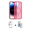 MARSİLYAN™- iPhone 14 Kılıf Siluet Minimal Prime - Şeffaf Royal Nano Ekran Koruyucu + Shine Kamera Lens - SH