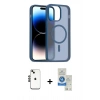 MARSİLYAN™- iPhone 14 Kılıf Siluet Minimal Prime - Şeffaf Royal Nano Ekran Koruyucu + Shine Kamera Lens - SH
