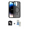 MARSİLYAN™- iPhone 14 Kılıf Siluet Minimal Prime - Şeffaf Royal Nano Ekran Koruyucu + PVD Metal Kamera Lens - TU