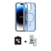 MARSİLYAN™- iPhone 14 Kılıf Siluet Minimal Prime - Şeffaf Royal Nano Ekran Koruyucu + PVD Metal Kamera Lens - TU