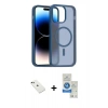 MARSİLYAN™- iPhone 14 Kılıf Siluet Minimal Prime - Şeffaf Royal Nano Ekran Koruyucu + Diamond Kamera Lens - YL