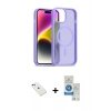 MARSİLYAN™- iPhone 14 Kılıf Siluet Minimal Prime - Şeffaf Royal Nano Ekran Koruyucu + Diamond Kamera Lens - YL