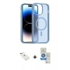 MARSİLYAN™- iPhone 14 Kılıf Siluet Minimal Prime - Şeffaf Royal Nano Ekran Koruyucu + Diamond Kamera Lens - YL