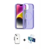 MARSİLYAN™- iPhone 14 Kılıf Siluet Minimal Prime - Siyah 3D Antistatik Cam Ekran Koruyucu + Shine Kamera Lens - GS