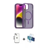 MARSİLYAN™- iPhone 14 Kılıf Siluet Minimal Prime - Siyah 3D Antistatik Cam Ekran Koruyucu + Shine Kamera Lens - GS