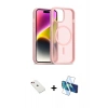 MARSİLYAN™- iPhone 14 Kılıf Siluet Minimal Prime - Siyah 3D Antistatik Cam Ekran Koruyucu + Diamond Kamera Lens - KI