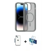 MARSİLYAN™- iPhone 14 Kılıf Siluet Minimal Prime - Siyah 3D Antistatik Cam Ekran Koruyucu + Shine Kamera Lens - MI