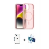 MARSİLYAN™- iPhone 14 Kılıf Siluet Minimal Prime - Siyah 3D Antistatik Cam Ekran Koruyucu + Shine Kamera Lens - MI