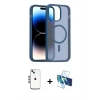 MARSİLYAN™- iPhone 14 Kılıf Siluet Minimal Prime - Siyah 3D Antistatik Cam Ekran Koruyucu + Shine Kamera Lens - MI