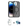 MARSİLYAN™- iPhone 14 Kılıf Siluet Minimal Prime - Siyah 3D Antistatik Cam Ekran Koruyucu + Shine Kamera Lens - MI