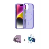MARSİLYAN™- iPhone 14 Kılıf Siluet Minimal Prime - Siyah 3D Antistatik Cam Ekran Koruyucu + Raze Metal Kamera Lens - MR