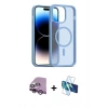 MARSİLYAN™- iPhone 14 Kılıf Siluet Minimal Prime - Siyah 3D Antistatik Cam Ekran Koruyucu + Raze Metal Kamera Lens - MR