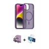 MARSİLYAN™- iPhone 14 Kılıf Siluet Minimal Prime - Siyah 3D Antistatik Cam Ekran Koruyucu + Raze Metal Kamera Lens - MR