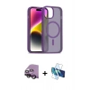 MARSİLYAN™- iPhone 14 Kılıf Siluet Minimal Prime - Siyah 3D Antistatik Cam Ekran Koruyucu + Raze Metal Kamera Lens - SH