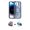 MARSİLYAN™- iPhone 14 Kılıf Siluet Minimal Prime - Siyah 3D Antistatik Cam Ekran Koruyucu + Raze Metal Kamera Lens - SH