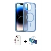 MARSİLYAN™- iPhone 14 Kılıf Siluet Minimal Prime - Siyah 3D Antistatik Cam Ekran Koruyucu + Shine Kamera Lens - KI