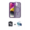 MARSİLYAN™- iPhone 14 Kılıf Siluet Minimal Prime - Siyah 3D Antistatik Cam Ekran Koruyucu + PVD Metal Kamera Lens - SH
