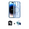 MARSİLYAN™- iPhone 14 Kılıf Siluet Minimal Prime - Siyah 3D Antistatik Cam Ekran Koruyucu + PVD Metal Kamera Lens - YL