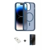 MARSİLYAN™- iPhone 14 Kılıf Siluet Minimal Prime - Siyah 3D Antistatik Hayalet Cam Ekran Koruyucu + Diamond Kamera Lens - SABE