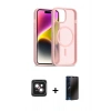 MARSİLYAN™- iPhone 14 Kılıf Siluet Minimal Prime - Siyah 3D Antistatik Hayalet Cam Ekran Koruyucu + PVD Metal Kamera Lens - PE