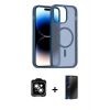 MARSİLYAN™- iPhone 14 Kılıf Siluet Minimal Prime - Siyah 3D Antistatik Hayalet Cam Ekran Koruyucu + PVD Metal Kamera Lens - TU