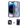 MARSİLYAN™- iPhone 14 Kılıf Siluet Minimal Prime - Siyah 3D Antistatik Hayalet Cam Ekran Koruyucu + PVD Metal Kamera Lens - YL