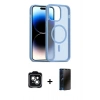 MARSİLYAN™- iPhone 14 Kılıf Siluet Minimal Prime - Siyah 3D Antistatik Hayalet Cam Ekran Koruyucu + PVD Metal Kamera Lens - YL