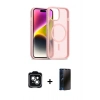 MARSİLYAN™- iPhone 14 Kılıf Siluet Minimal Prime - Siyah 3D Antistatik Hayalet Cam Ekran Koruyucu + PVD Metal Kamera Lens - YL