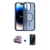 MARSİLYAN™- iPhone 14 Kılıf Siluet Minimal Prime - Siyah 3D Antistatik Hayalet Cam Ekran Koruyucu + Raze Metal Kamera Lens - GS