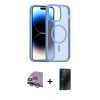 MARSİLYAN™- iPhone 14 Kılıf Siluet Minimal Prime - Siyah 3D Antistatik Hayalet Cam Ekran Koruyucu + Raze Metal Kamera Lens - GS